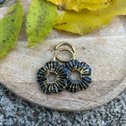 présentation bijoux pampilles interchangeables forme coquelicot noir et doré