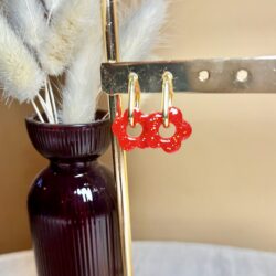 Pampilles paillettes - marguerite rouge