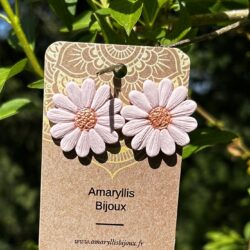boucles d'oreilles marguerite rose