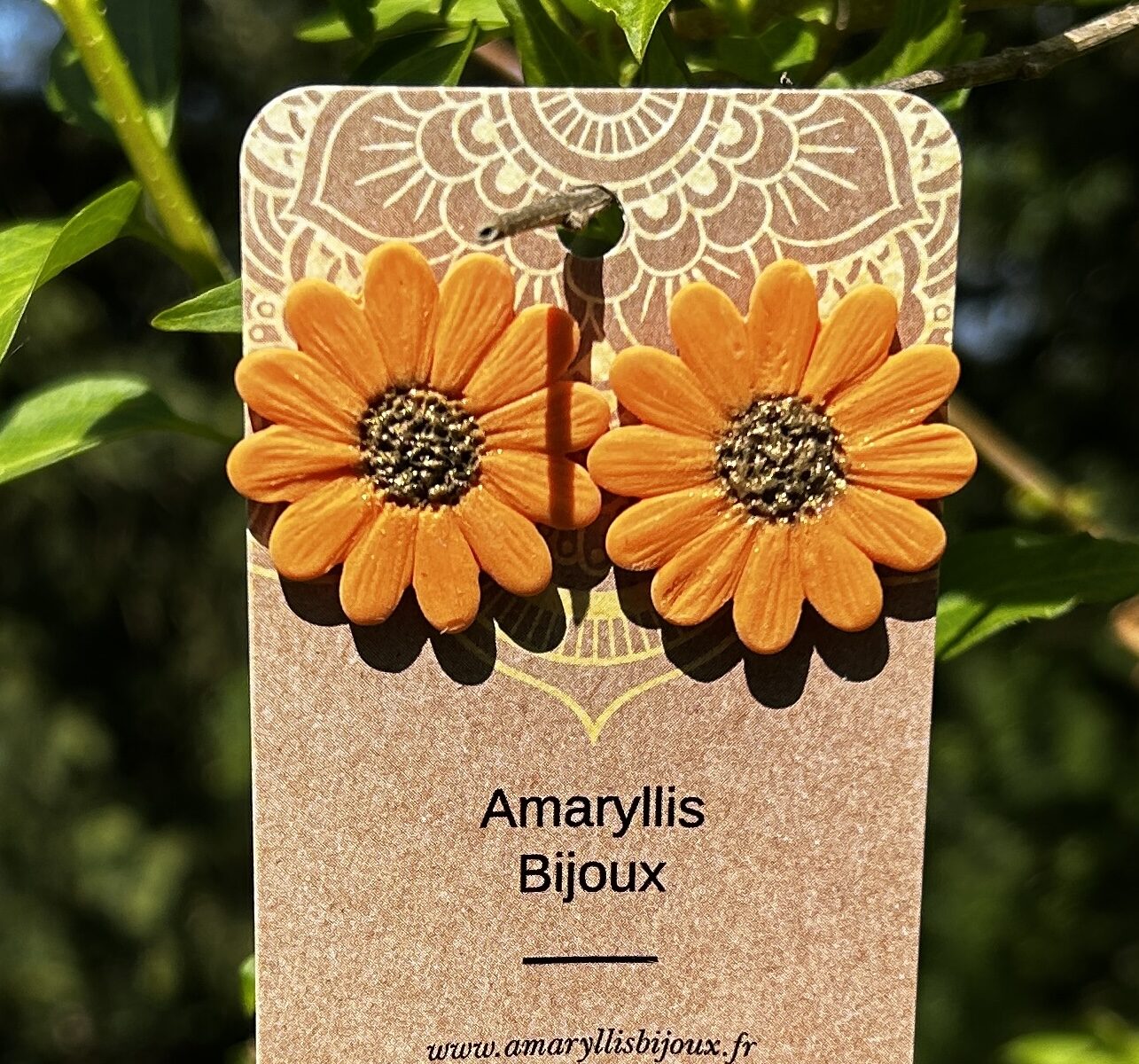 boucles d'oreilles tournesol