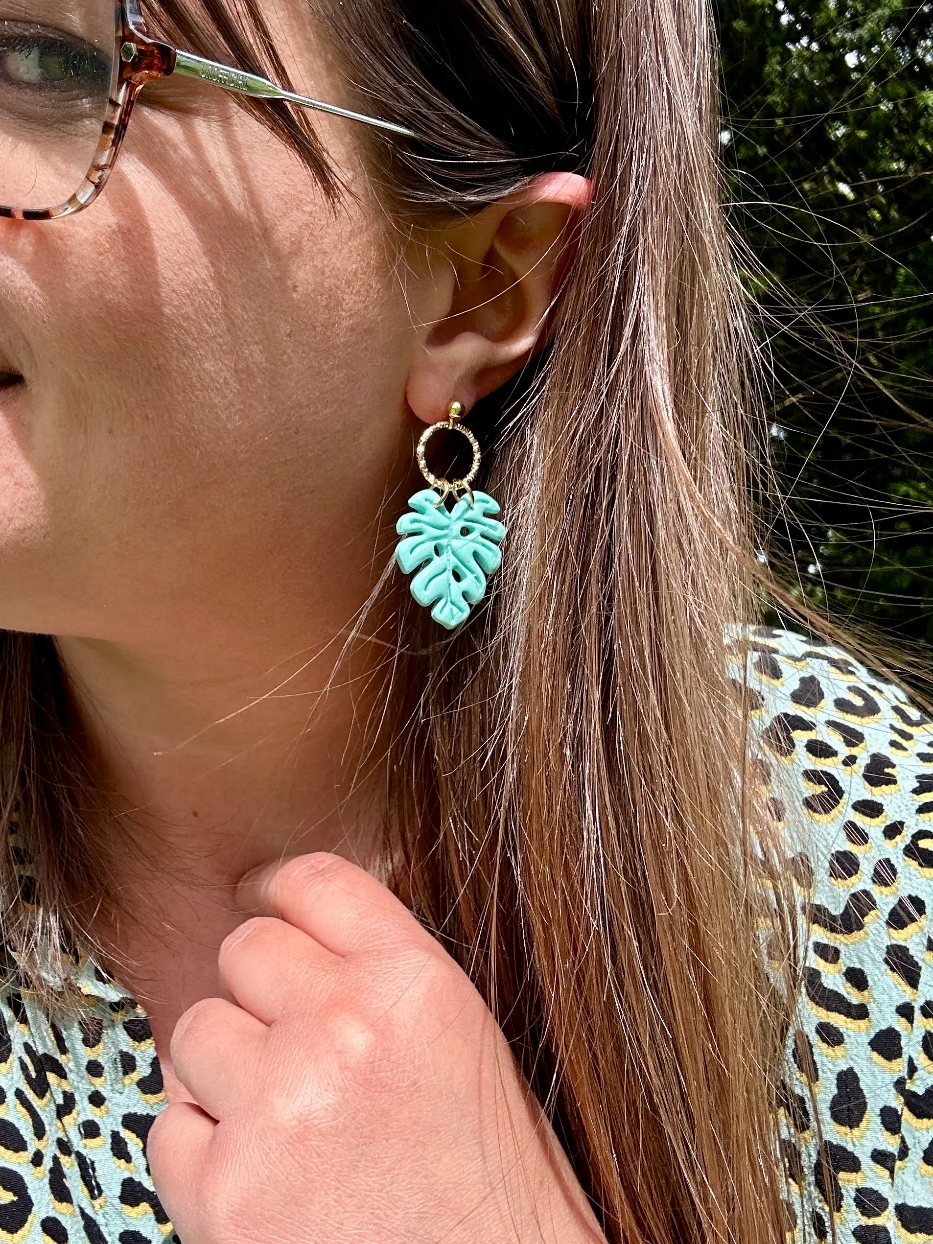 boucles d'oreilles monstera