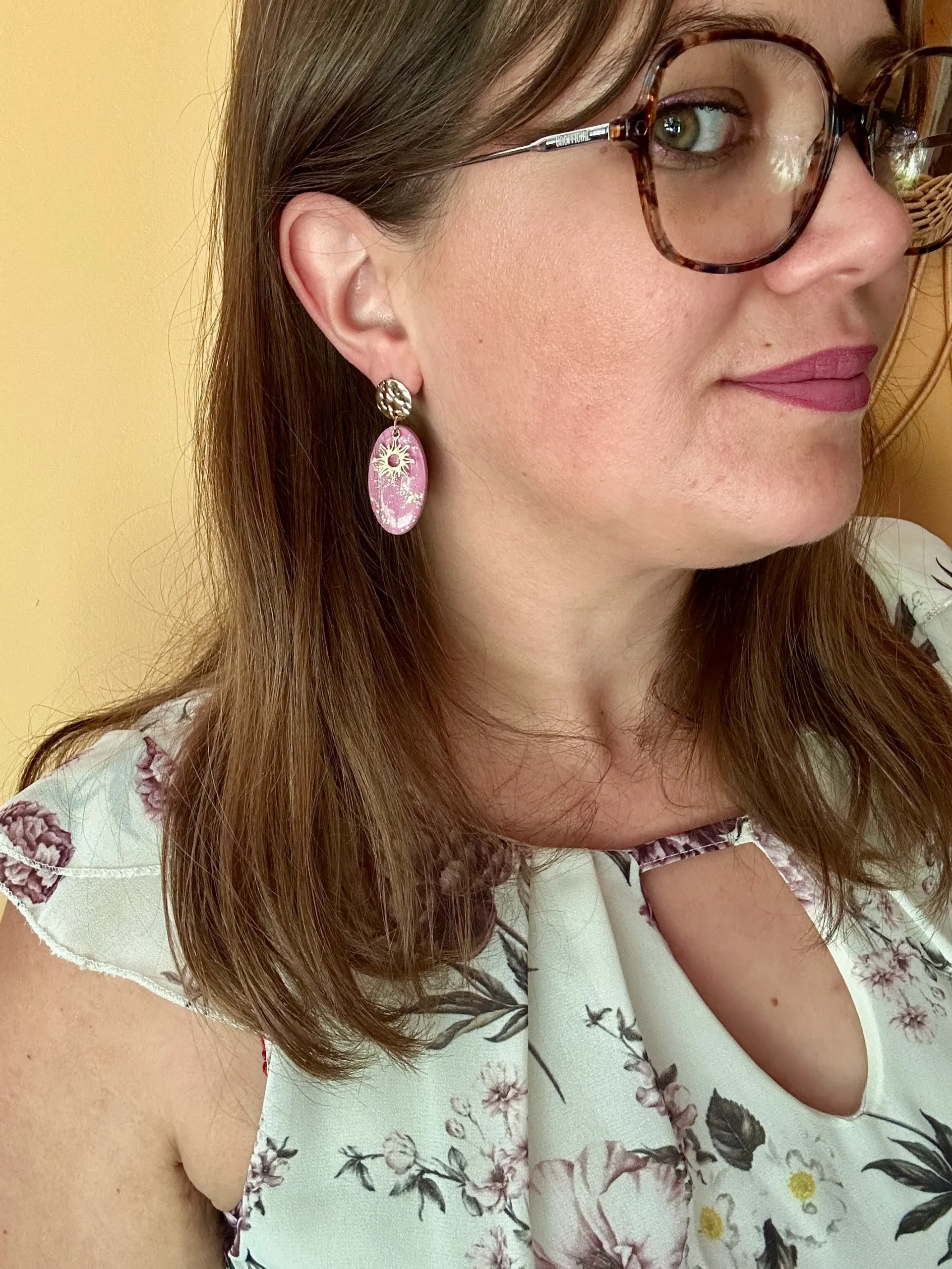boucles d'oreilles rose