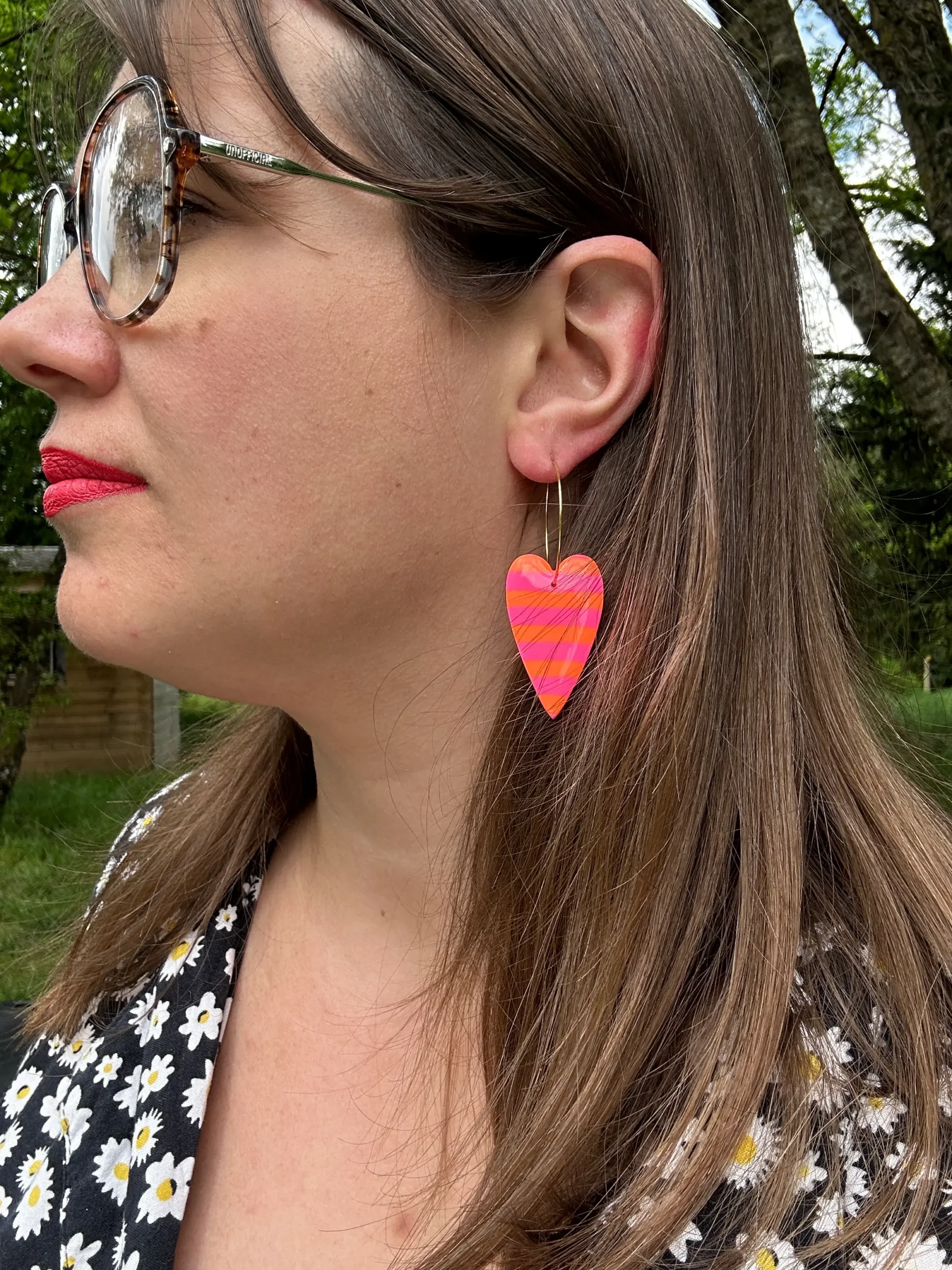 boucles d'oreilles orange rose