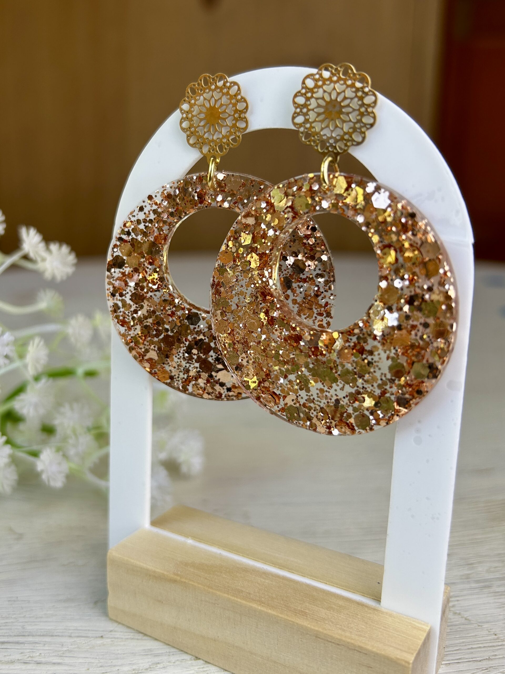 Boucles d'oreilles rose cuivré