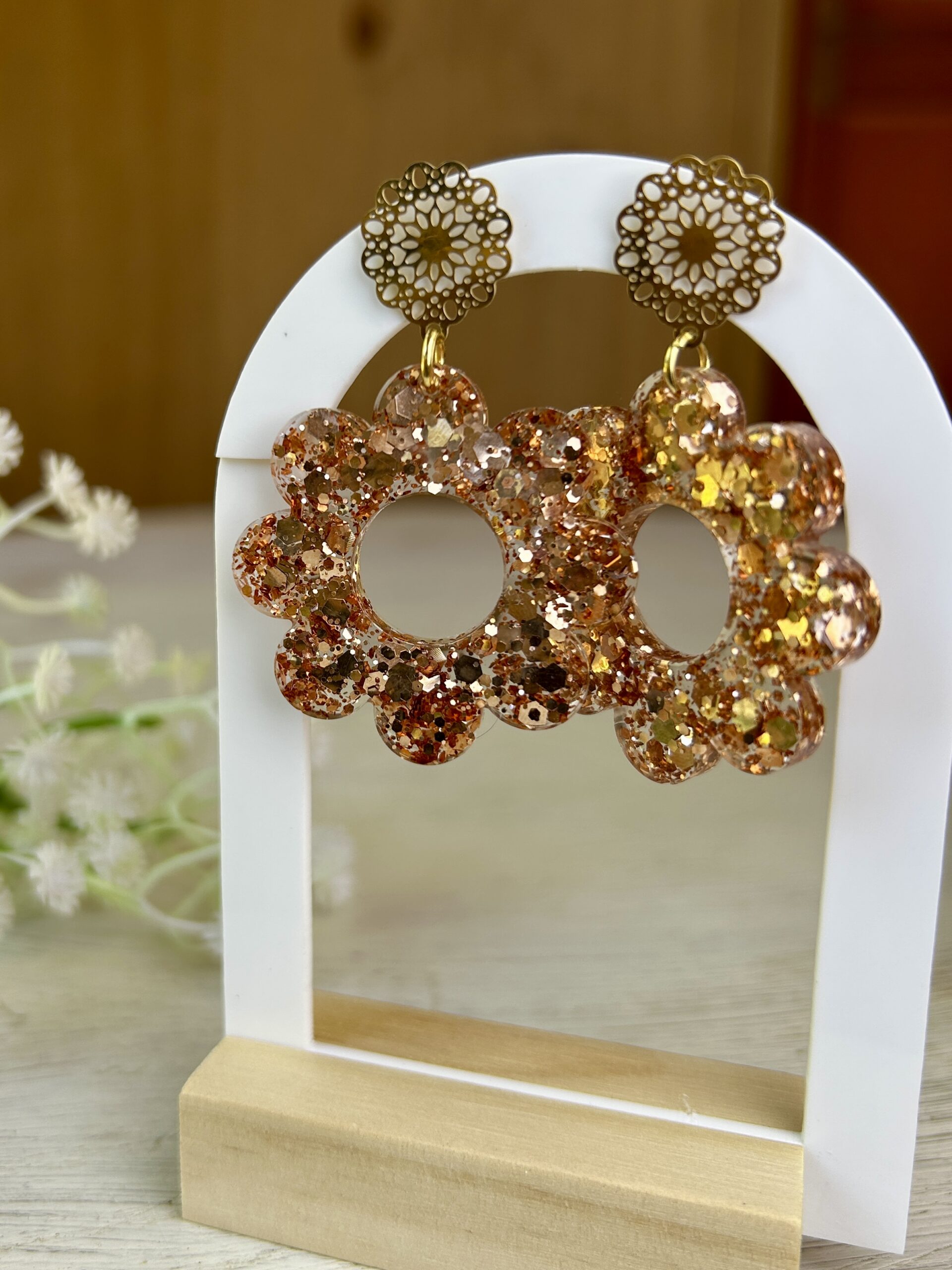 Boucles d'oreilles rose doré