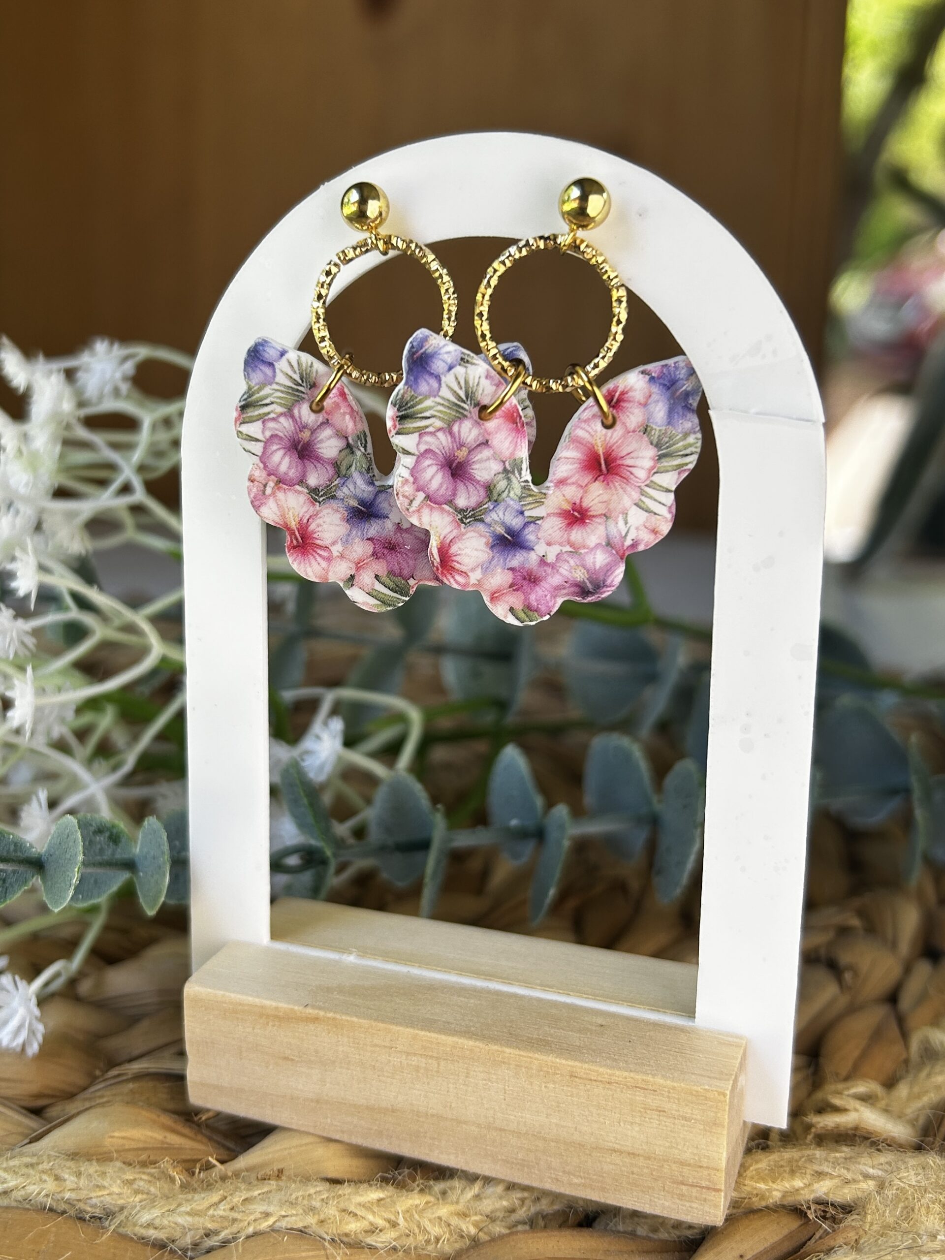 boucles d'oreilles hibiscus