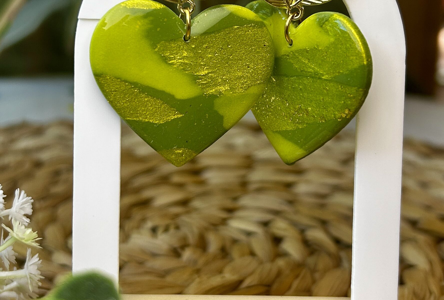 Boucles d'oreilles terrazzo vert